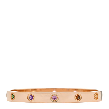 CARTIER 18K Pink Gold Sapphire Garnet Amethyst LOVE Bracelet 16
