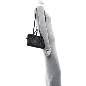 CELINE Grained Calfskin Cuir Triomphe Small Cabas Drawstring Black