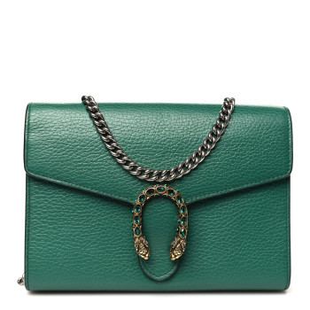 GUCCI Calfskin Mini Dionysus Chain Wallet Emerald