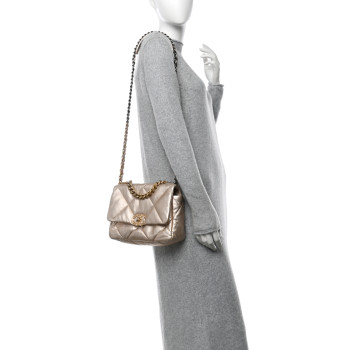 CHANEL Metallic Lambskin Quilted Medium Chanel 19 Flap Gold CHANEL Metallic Lambskin Quilted Medium Chanel 19 Flap Gold