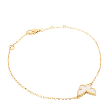 VAN CLEEF & ARPELS 18K Yellow Gold Mother of Pearl Sweet Alhambra Butterfly Bracelet