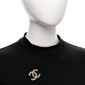 CHANEL Lambskin CC Chain Brooch White Gold