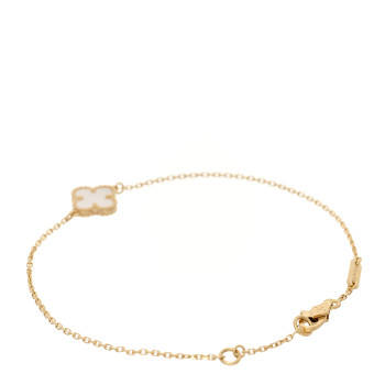VAN CLEEF & ARPELS 18K Yellow Gold Mother of Pearl Sweet Alhambra Bracelet