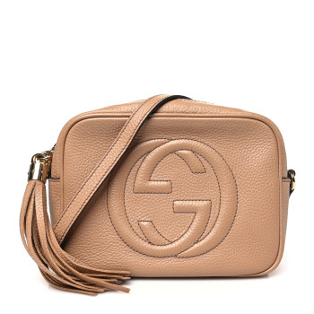 GUCCI Pebbled Calfskin Small Soho Disco Bag Camelia