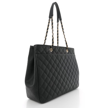 CHANEL Caviar Quilted Large Shopping Tote Black