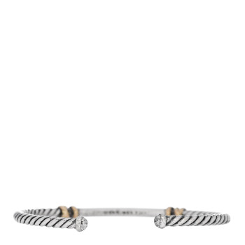 DAVID YURMAN Sterling Silver 18K Yellow Gold Diamond Helena Cuff Station Bracelet