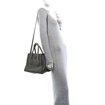 PRADA Glace Calf Twin Pocket Tote Marine