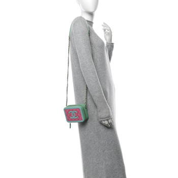 CHANEL Caviar Quilted Filigree Vanity Clutch With Chain Pink Light Blue Green