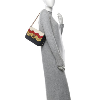 GUCCI Nappa Studded Tiger Broadway Chain Shoulder Bag Multicolor
