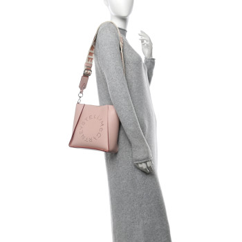 STELLA MCCARTNEY Grainy Alter Mat Perforated Logo Mini Crossbody Rose Pink
