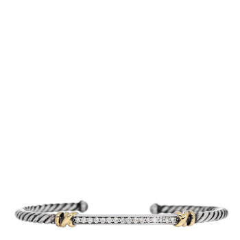 DAVID YURMAN Sterling Silver 18K Yellow Gold Diamond Helena Cuff Station Bracelet