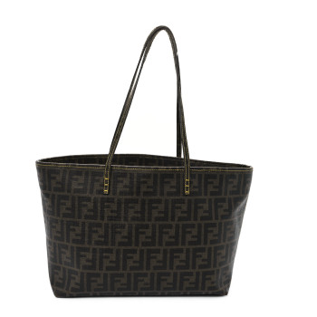 FENDI Zucca Spalmati Small Roll Tote Tobacco Yellow