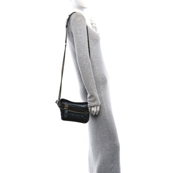 CHANEL Iridescent Aged Calfskin Quilted Small Gabrielle Hobo Black