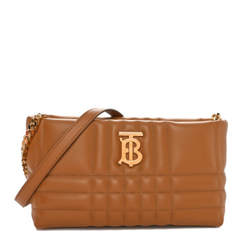 BURBERRY Lambskin Quilted Small Soft Lola Bag Maple Brown