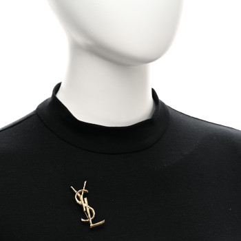 SAINT LAURENT Brass Cassandre Opyum YSL Twisted Brooch Gold