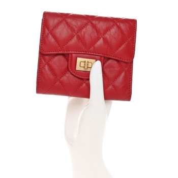 CHANEL Aged Calfskin Quilted Reissue Compact Wallet Red