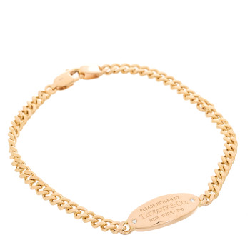 TIFFANY 18K Rose Gold Diamond Return To Tiffany Oval ID Bracelet