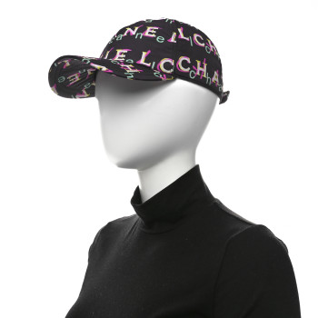 CHANEL Nylon Logo Cap Hat Black