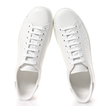 GUCCI Calfskin Interlocking G Perforated Mens Ace Sneakers 10.5 White Grey Sky