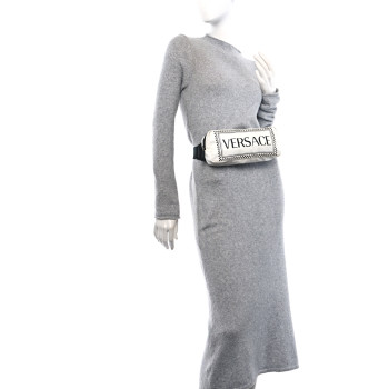 VERSACE Nylon Logo Two Tone Belt Bag White