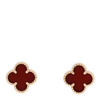 VAN CLEEF & ARPELS 18K Rose Gold Carnelian Sweet Alhambra Earrings