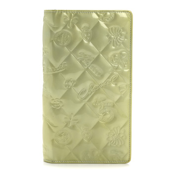 CHANEL Patent Calfskin Lucky Symbols Yen Wallet Light Blue