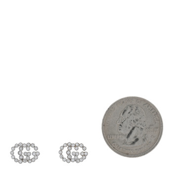 GUCCI 18K White Gold Diamond Running G Earrings