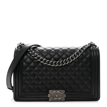 CHANEL Caviar Quilted New Medium Boy Flap Black