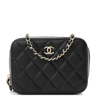 CHANEL Lambskin Quilted Small Trendy CC Camera Case With Chain Black