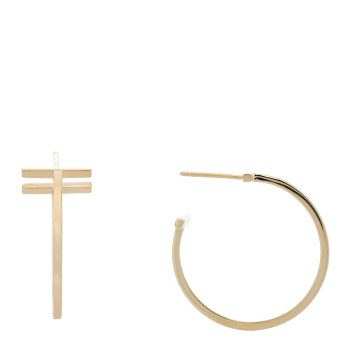 TIFFANY 18K Yellow Gold Medium T Wire Hoop Earrings