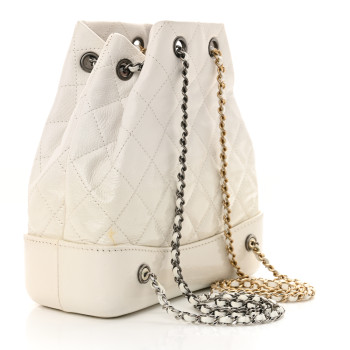 CHANEL Patent Goatskin Quilted Small Gabrielle Backpack White
