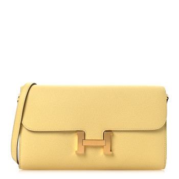 HERMES Epsom Constance Long Wallet To Go Wallet Jaune Poussin