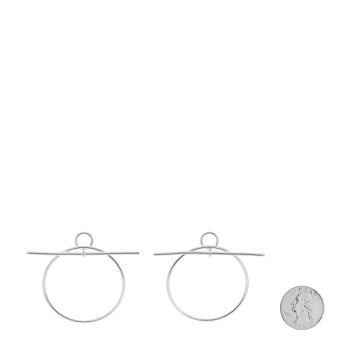 HERMES Sterling Silver MM Loop Earrings