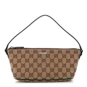 GUCCI Monogram Web Boat Pochette Green