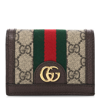 GUCCI GG Supreme Monogram Web Ophidia Card Case Beige New Acero
