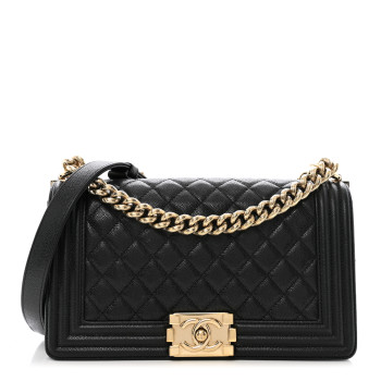 CHANEL Caviar Quilted Medium Boy Flap Black