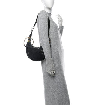 CHLOE Grained Calfskin Small Bracelet Hobo Bag Black