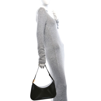 BOTTEGA VENETA Patent Small Metal Loops Shoulder Bag Brown