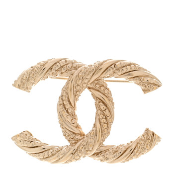 CHANEL Twisted CC Brooch Light Gold