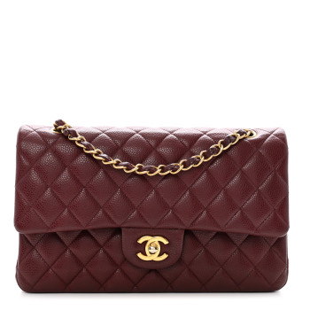 CHANEL Caviar Quilted Medium Double Flap Burgundy