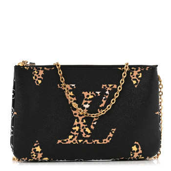 LOUIS VUITTON Monogram Giant Jungle Pochette Double Zip Black LOUIS VUITTON Monogram Giant Jungle Pochette Double Zip Black