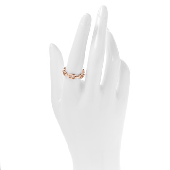 HERMES 18K Rose Gold PM Chaine d'Ancre Enchainee Ring 58 8.5