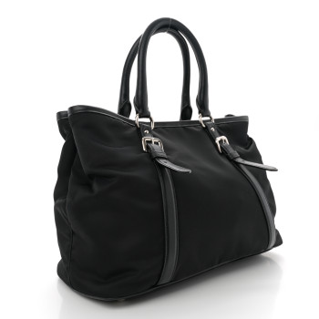 PRADA Tessuto Nylon Soft Calf Small Tote Black