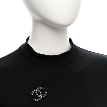 CHANEL Ruthenium Crystal CC Brooch