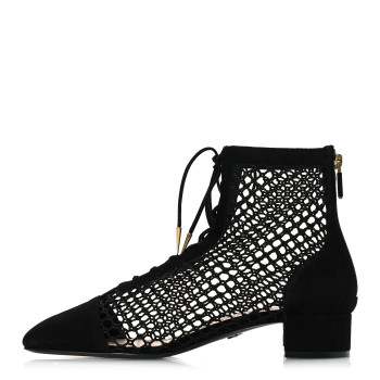 CHRISTIAN DIOR Suede Laminated Resille Naughtily-D 30mm Ankle Boots 40 Black
