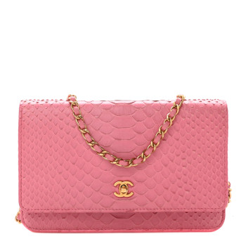 CHANEL Snakeskin Wallet On Chain WOC Pink CHANEL Snakeskin Wallet On Chain WOC Pink