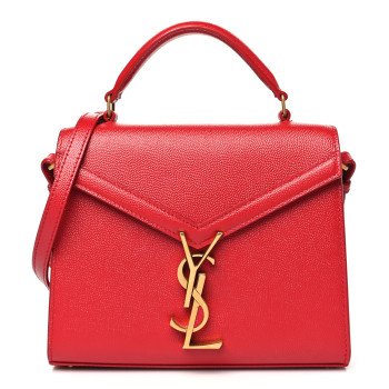 SAINT LAURENT Grain de Poudre Mini Classic Monogram Cassandra Top Handle Red