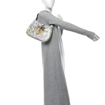 GUCCI New Shangai Calfskin Tiger Savanah Small Jackie 1961 Hobo Chalky White Multicolor