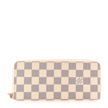 LOUIS VUITTON Damier Azur Clemence Wallet Rose Ballerine
