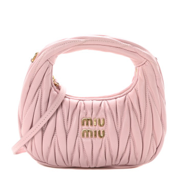 MIU MIU Nappa Matelasse Mini Wander Hobo Alabaster Pink